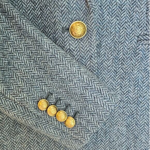 J. Crew Blue Herringbone Tweed Campbell Moon Wool Preppy Academia Blazer Jacket - Picture 7 of 10